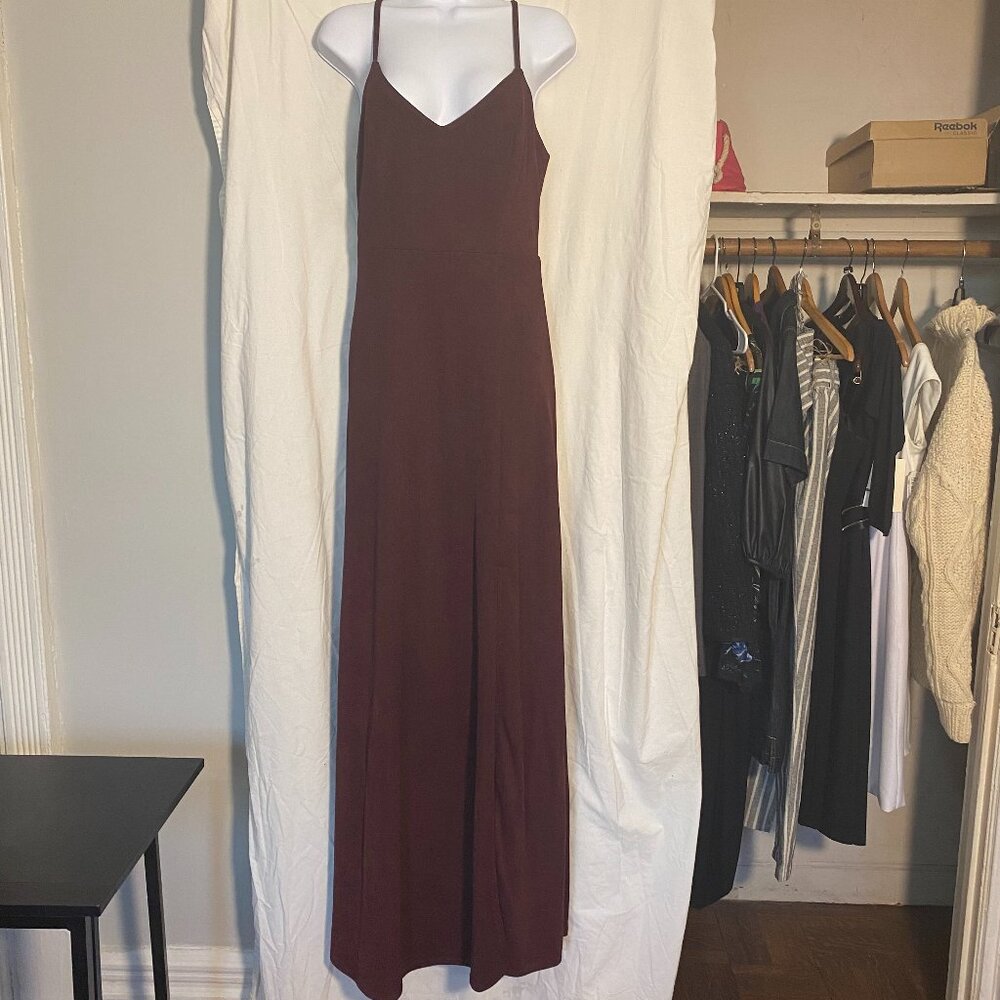 Birdy Grey Cabernet Crepe Cowl Neck Gown Size S - Perfect for Wear or Refashion!